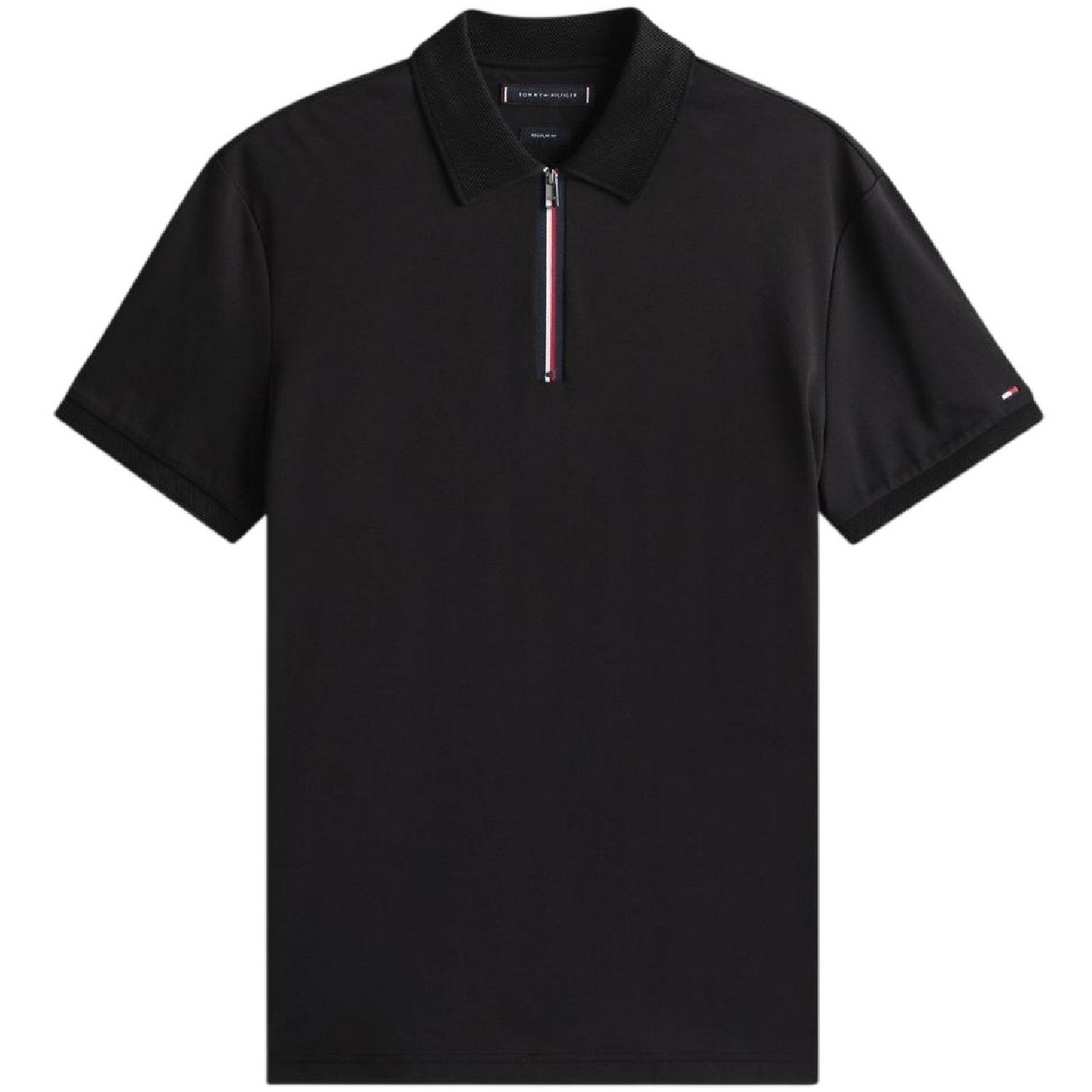 Black - Front - Tommy Hilfiger Mens Quarter Zip Polo Shirt
