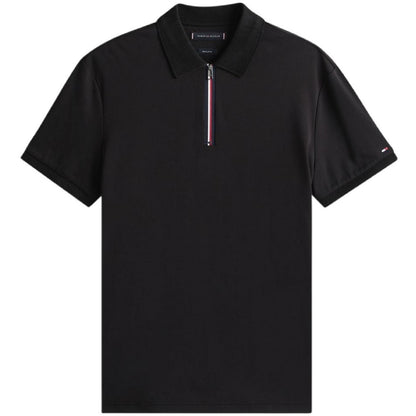 Black - Front - Tommy Hilfiger Mens Quarter Zip Polo Shirt