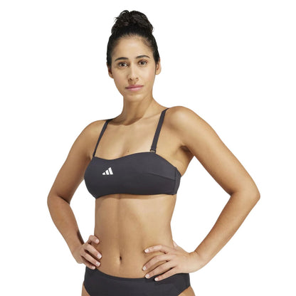 Black - Side - Adidas Womens-Ladies Bandea Logo Bikini Top
