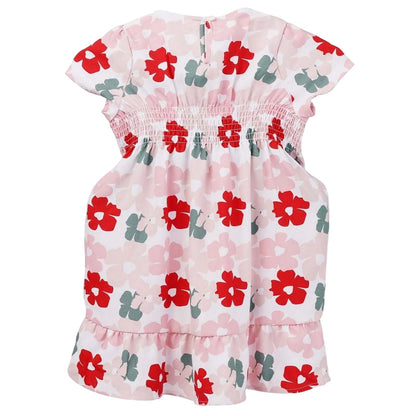 Red - Back - Trespass Girls Ever So Floral Smock Dress