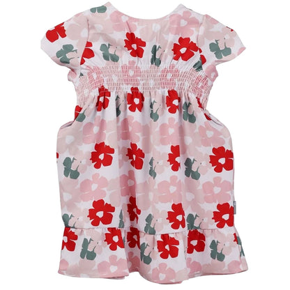 Red - Front - Trespass Girls Ever So Floral Smock Dress