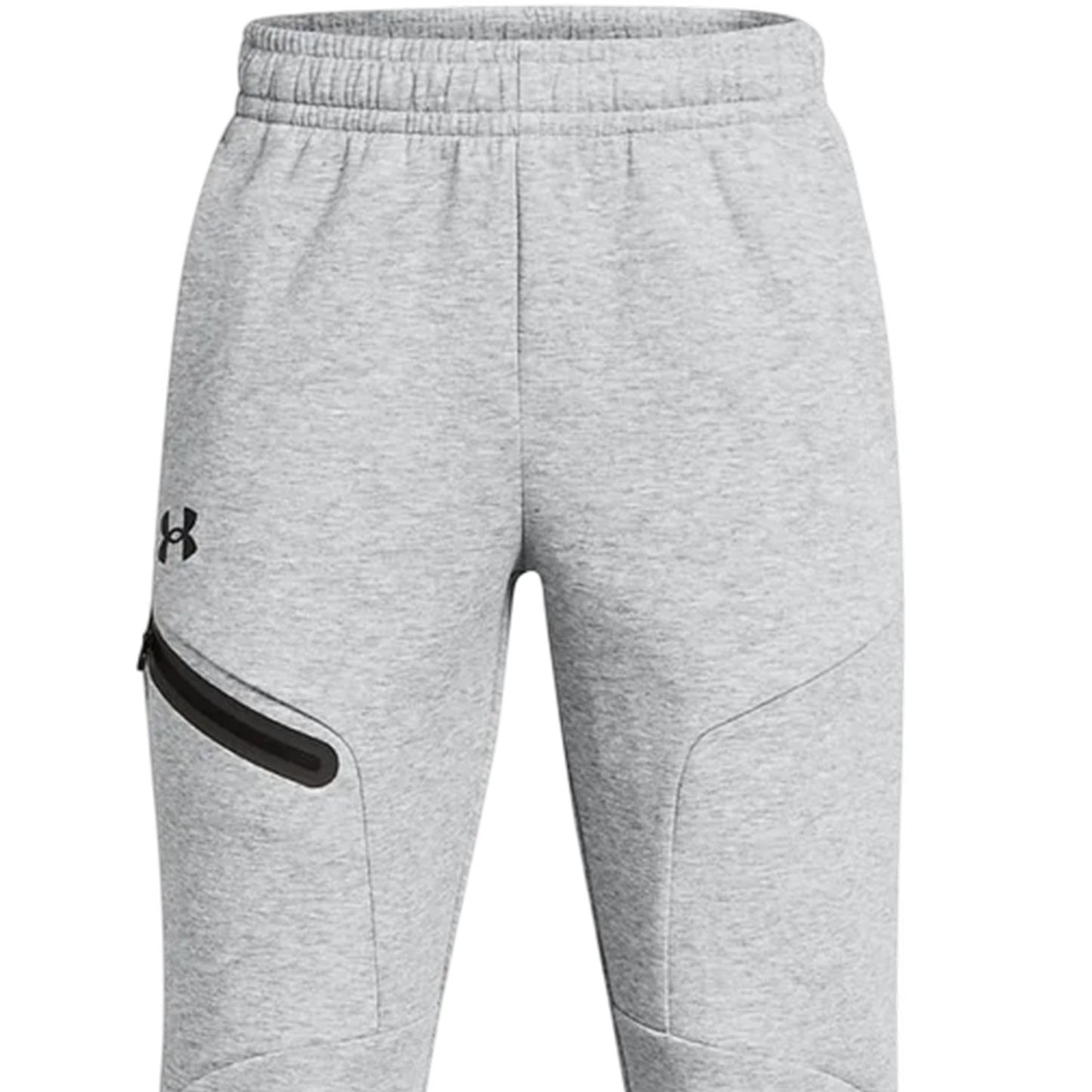 Grey - Side - Under Armour Childrens-Kids Unstoppable Fleece Slim Joggers