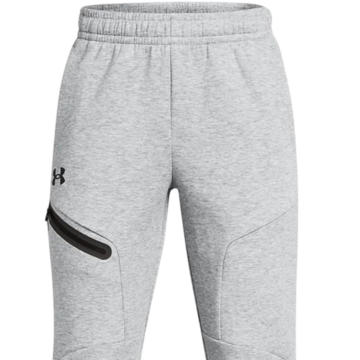 Grey - Side - Under Armour Childrens-Kids Unstoppable Fleece Slim Joggers