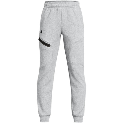 Grey - Front - Under Armour Childrens-Kids Unstoppable Fleece Slim Joggers