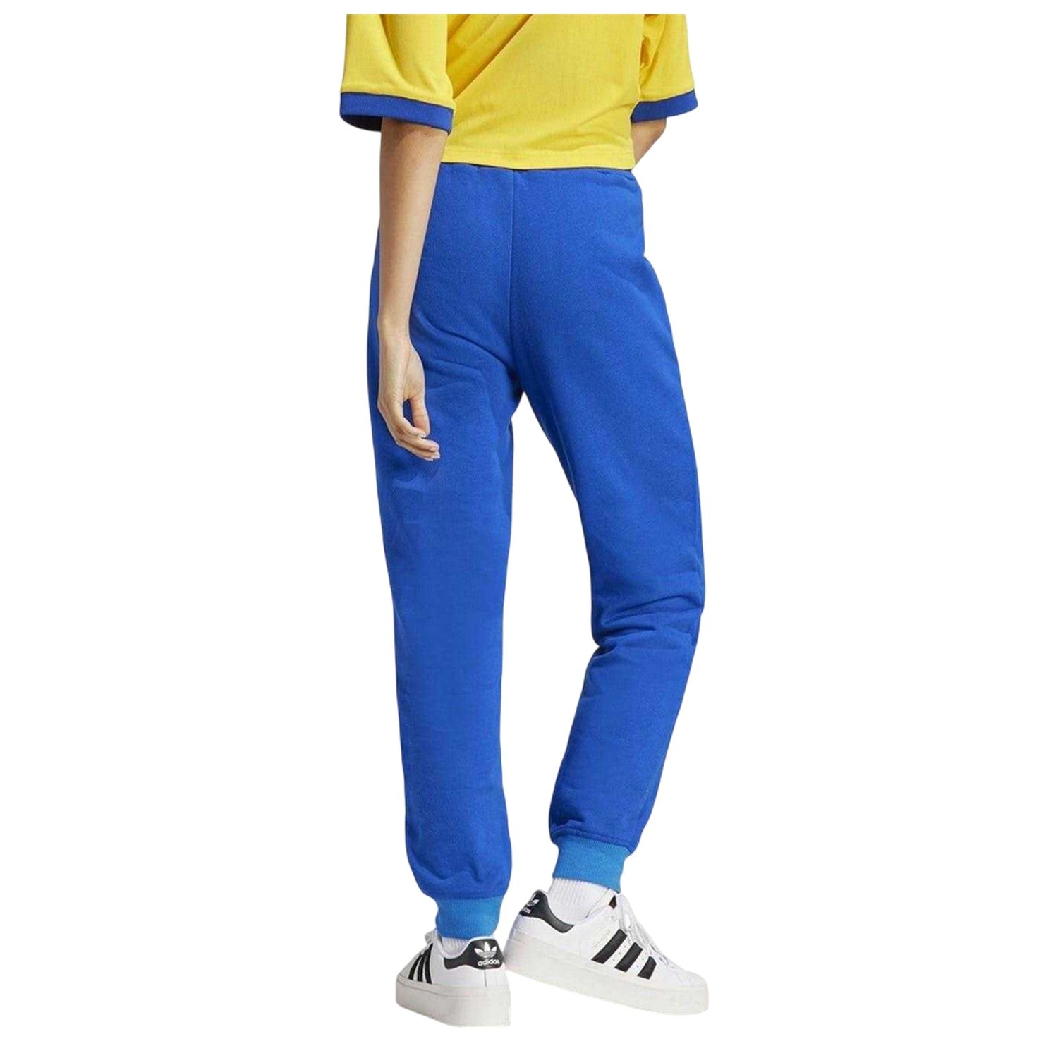 Blue - Back - Adidas Womens-Ladies 70S Cotton Contrast Logo Sweatpants