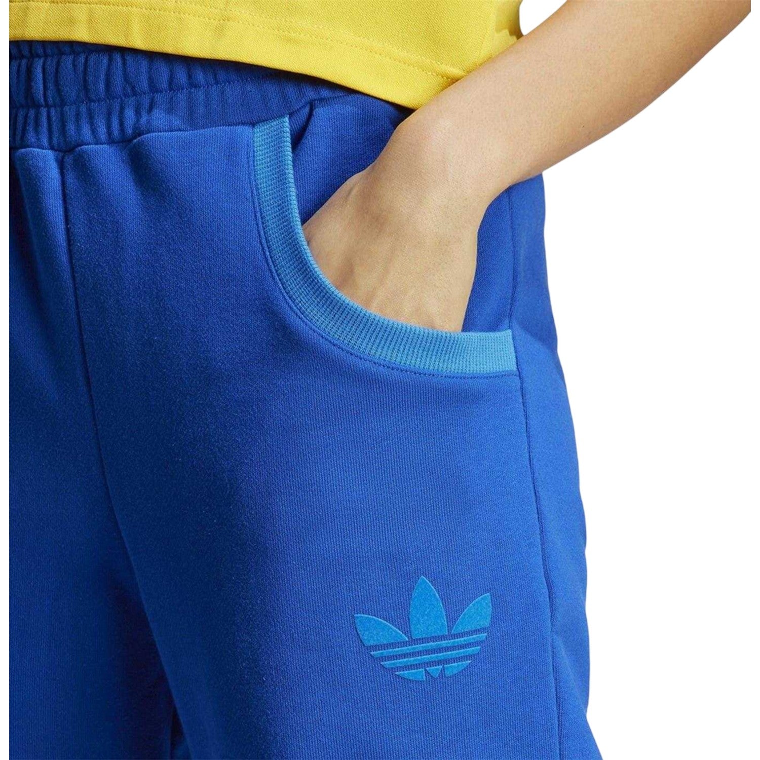 Blue - Side - Adidas Womens-Ladies 70S Cotton Contrast Logo Sweatpants