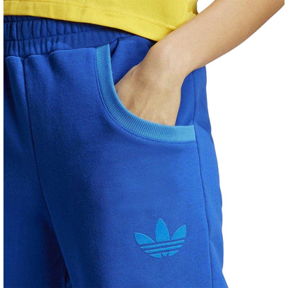 Blue - Side - Adidas Womens-Ladies 70S Cotton Contrast Logo Sweatpants