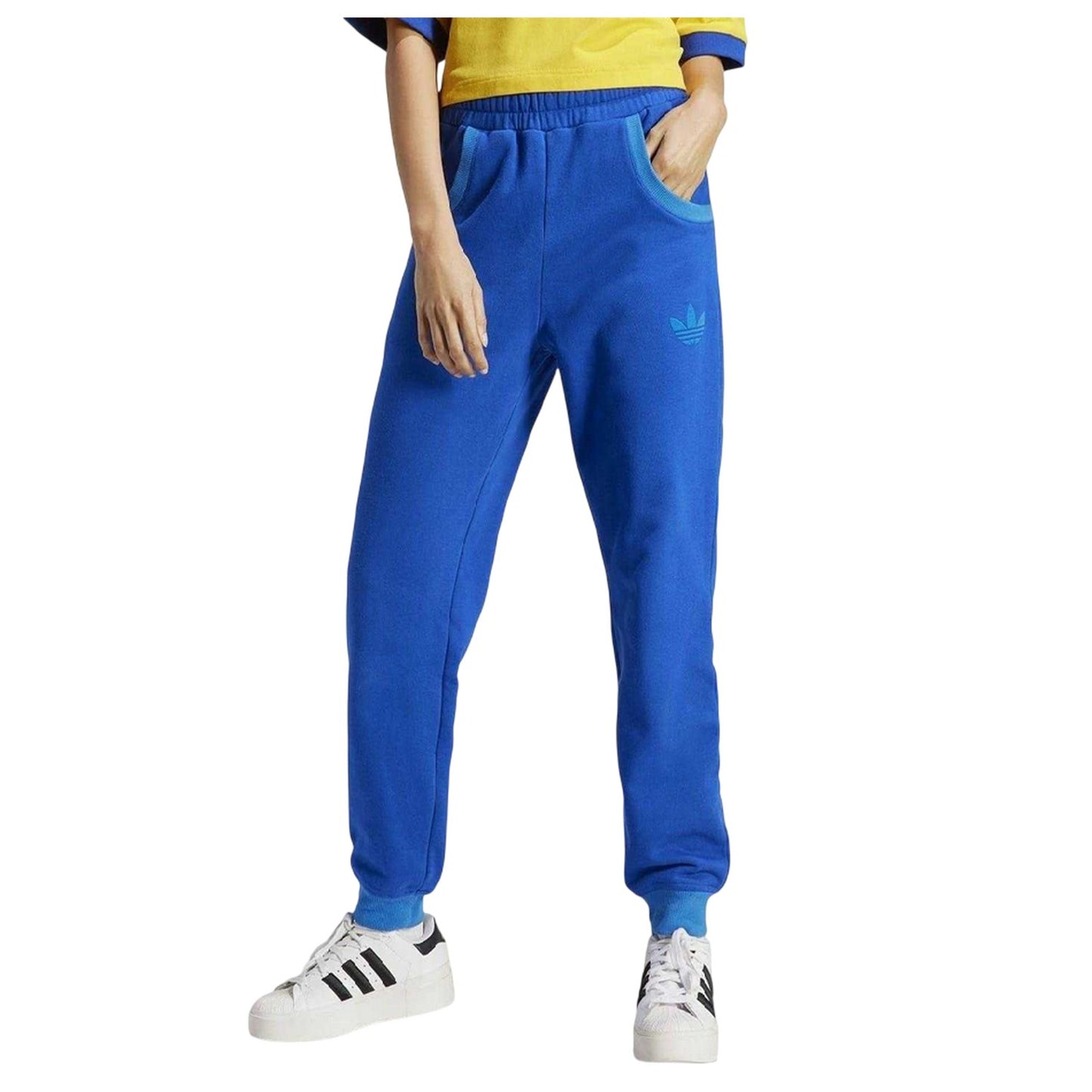 Blue - Lifestyle - Adidas Womens-Ladies 70S Cotton Contrast Logo Sweatpants