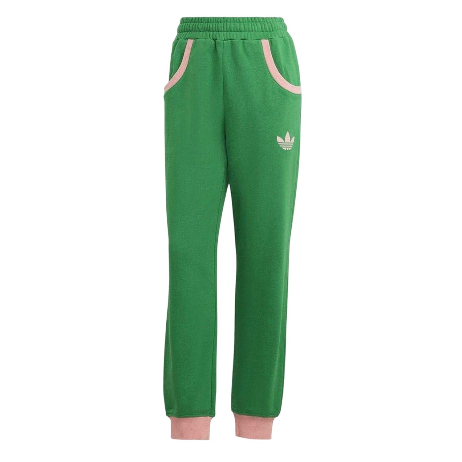 Green - Front - Adidas Womens-Ladies 70S Cotton Contrast Logo Sweatpants