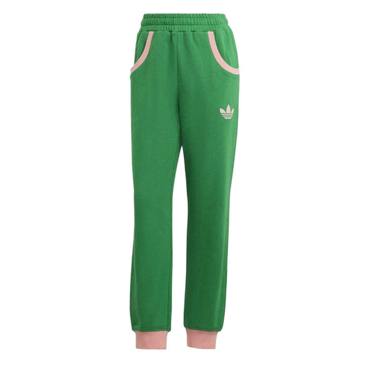 Green - Front - Adidas Womens-Ladies 70S Cotton Contrast Logo Sweatpants