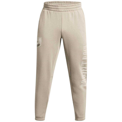 Brown - Front - Under Armour Mens Project Rock Fleece Icon Tapered Athletic Joggers