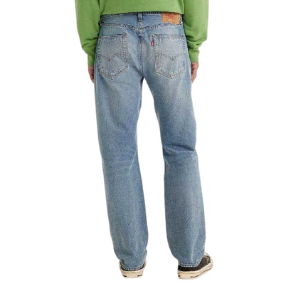 Blue - Back - Levis Mens Distressed Mid Rise Straight Leg Jeans