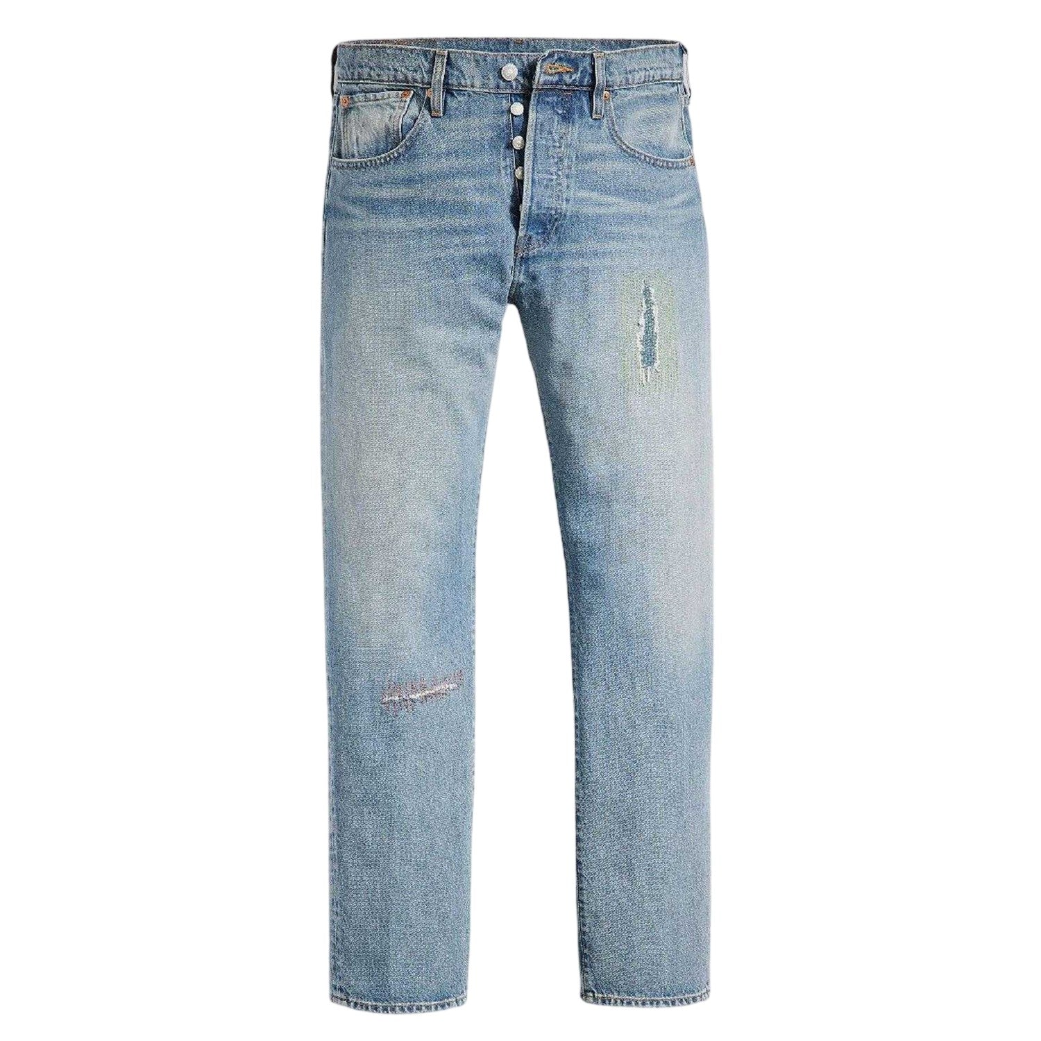 Blue - Front - Levis Mens Distressed Mid Rise Straight Leg Jeans