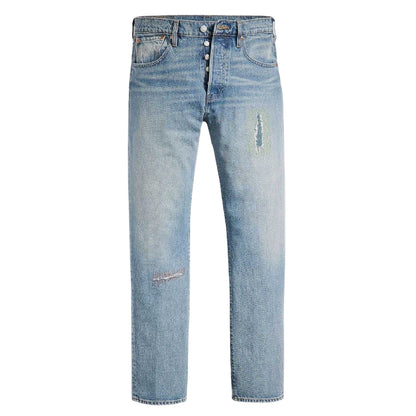 Blue - Front - Levis Mens Distressed Mid Rise Straight Leg Jeans
