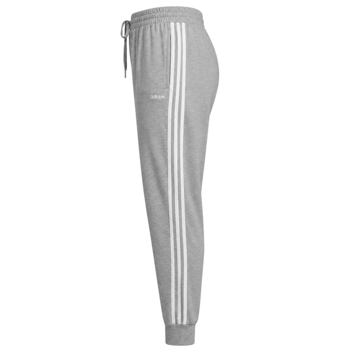 Grey - Side - Adidas Womens-Ladies 3S Cotton 3 Stripes Joggers