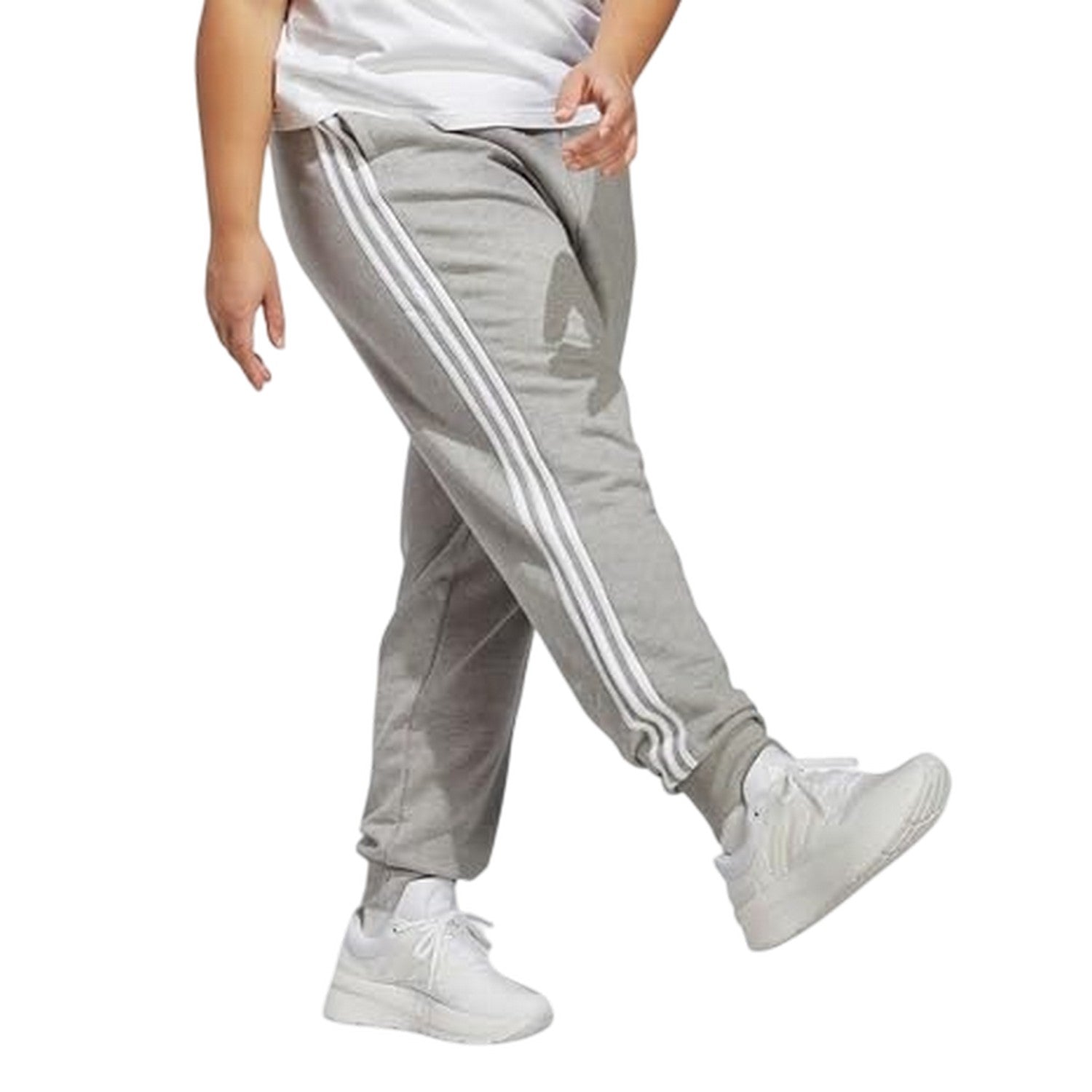 Grey - Lifestyle - Adidas Womens-Ladies 3S Cotton 3 Stripes Joggers