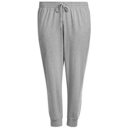 Grey - Front - Adidas Womens-Ladies 3S Cotton 3 Stripes Joggers