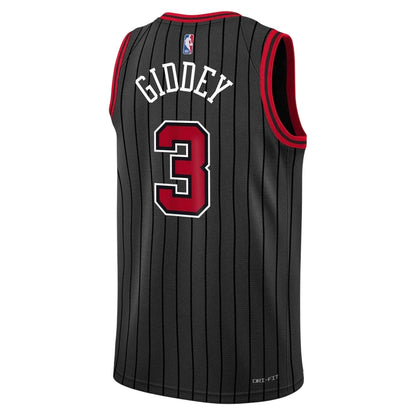 Black - Back - Nike Childrens-Kids Giddey Chicago Bulls Basketball Jersey