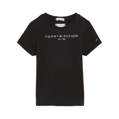Black - Front - Tommy Hilfiger Childrens-Kids Essential T-Shirt