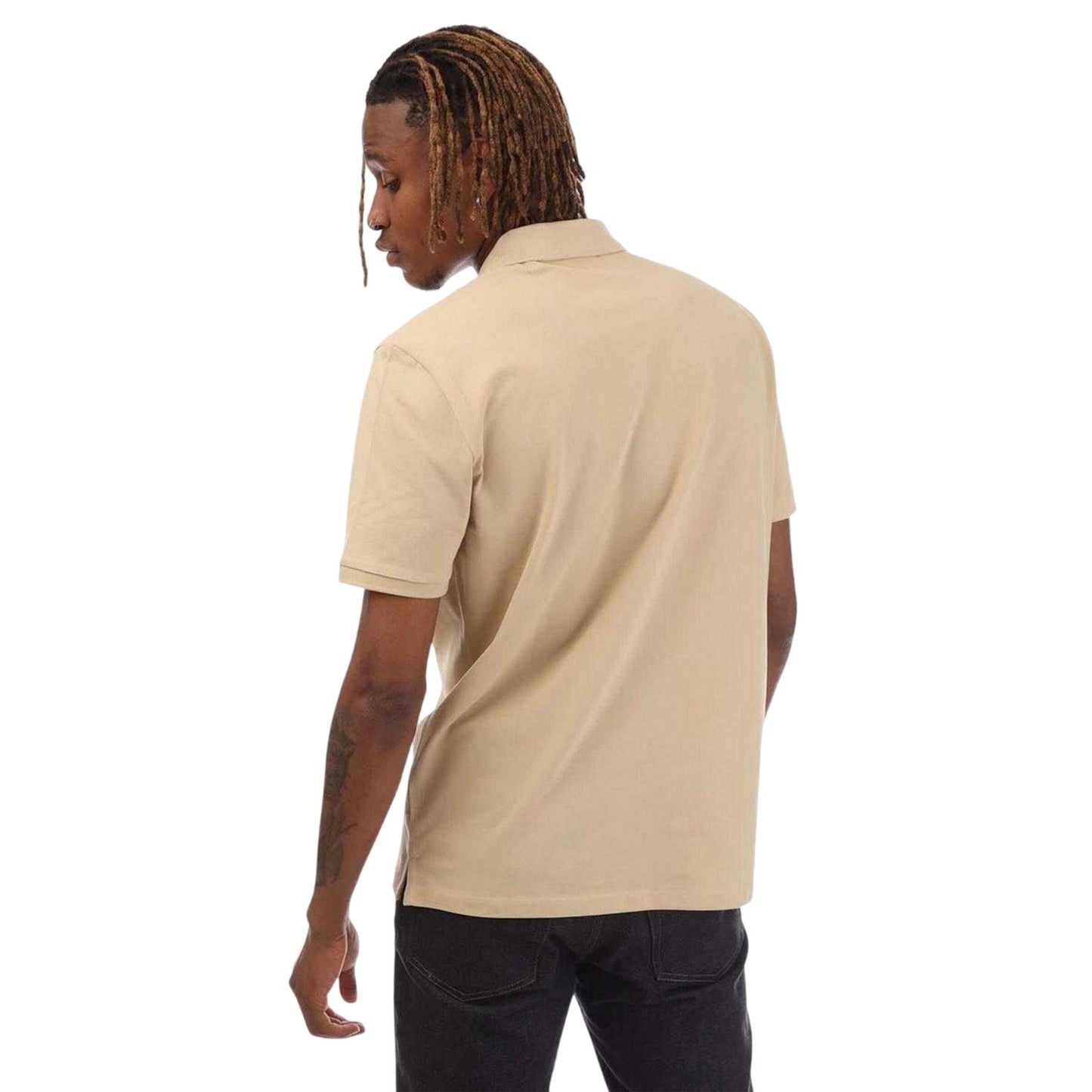 Beige - Back - Hugo Boss Mens Donos Cotton Polo Shirt