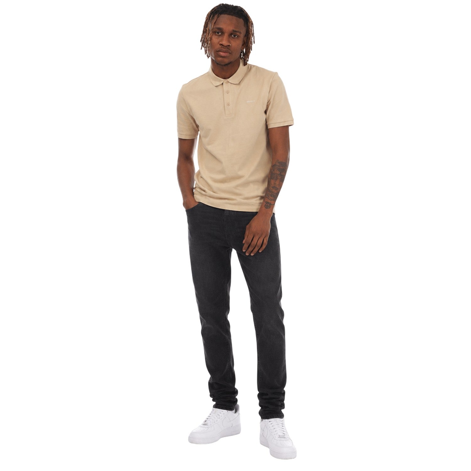 Beige - Lifestyle - Hugo Boss Mens Donos Cotton Polo Shirt