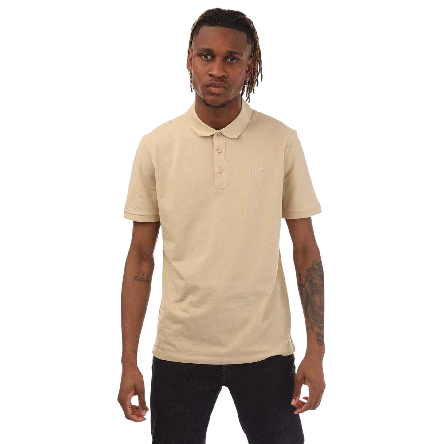 Beige - Front - Hugo Boss Mens Donos Cotton Polo Shirt