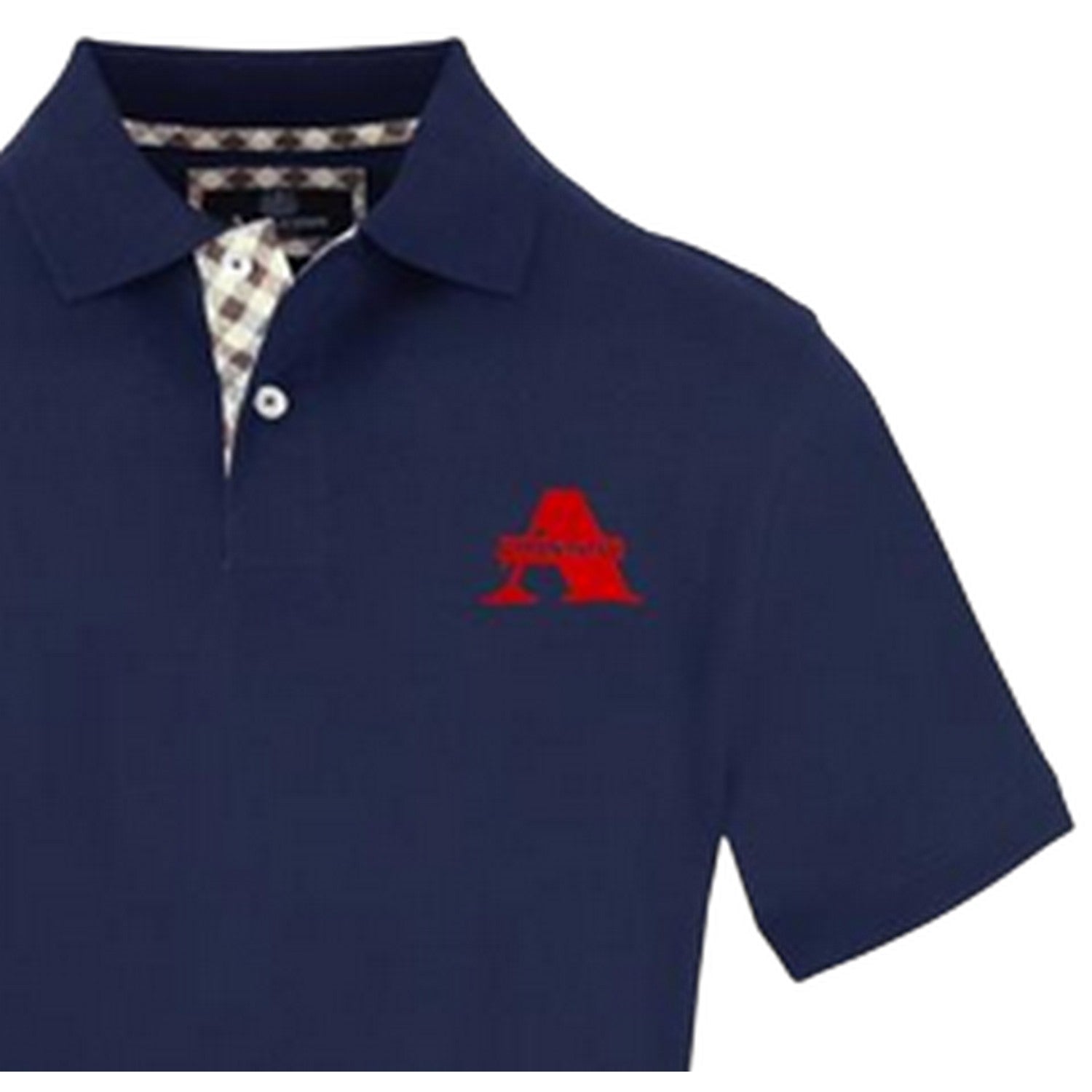 Navy - Side - Aquascutum Mens Woven Embroidered Polo Shirt