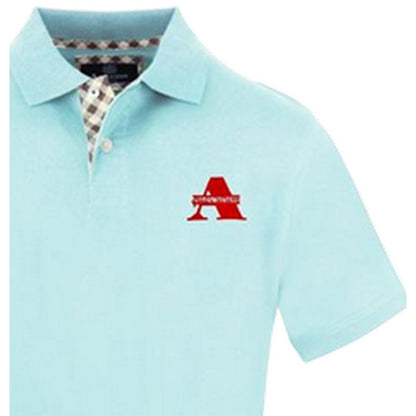 Skyblue Washed - Side - Aquascutum Mens Woven Embroidered Polo Shirt