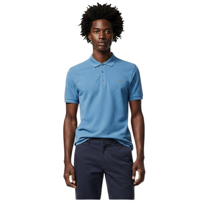 Blue - Side - Farah Mens Emerson Short-Sleeved Polo Shirt