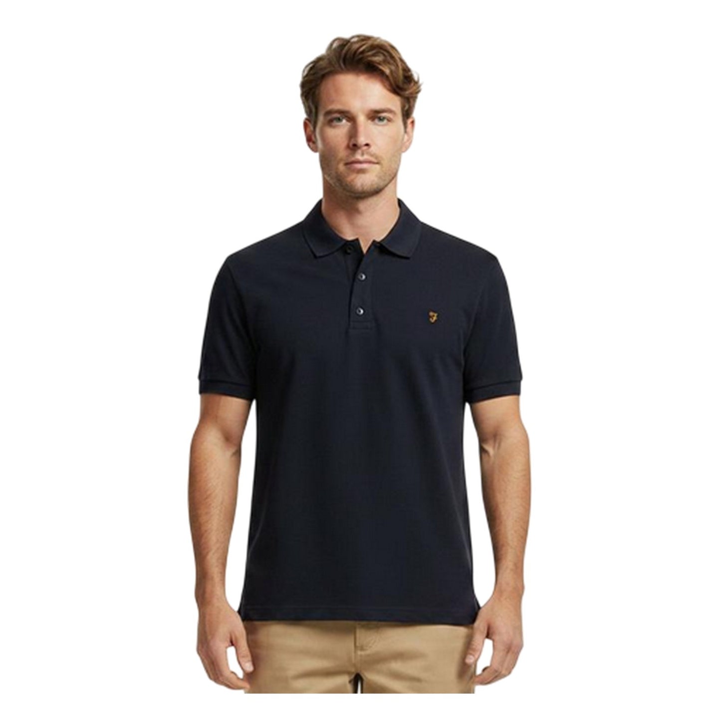True Navy - Side - Farah Mens Emerson Short-Sleeved Polo Shirt