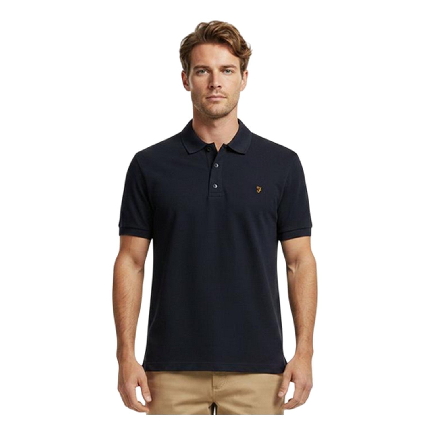 True Navy - Side - Farah Mens Emerson Short-Sleeved Polo Shirt
