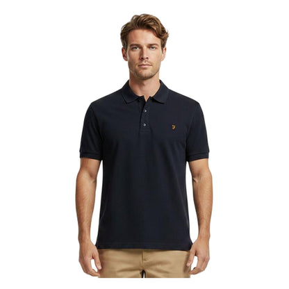 True Navy - Side - Farah Mens Emerson Short-Sleeved Polo Shirt