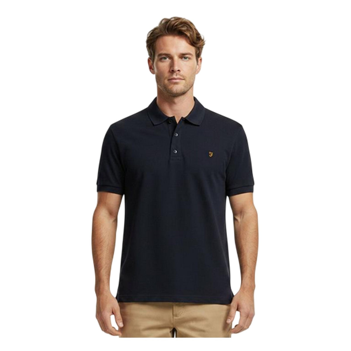 True Navy - Side - Farah Mens Emerson Short-Sleeved Polo Shirt