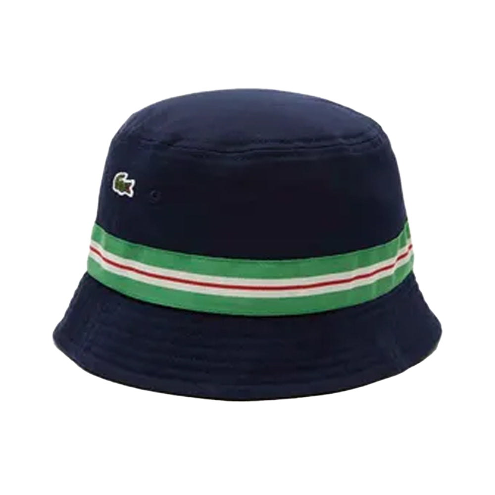 Blue - Back - Lacoste Unisex Adult Stripe Logo Bucket Hat