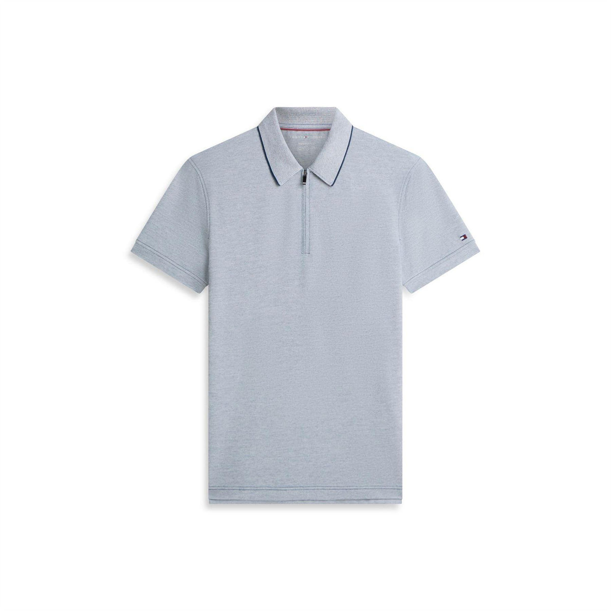 White-Navy - Front - Tommy Hilfiger Mens Quarter Zip Polo Shirt