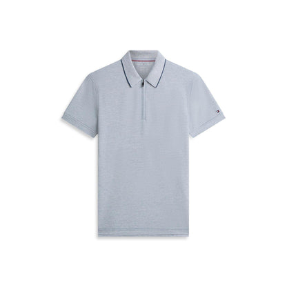White-Navy - Front - Tommy Hilfiger Mens Quarter Zip Polo Shirt