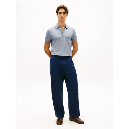 White-Navy - Side - Tommy Hilfiger Mens Quarter Zip Polo Shirt