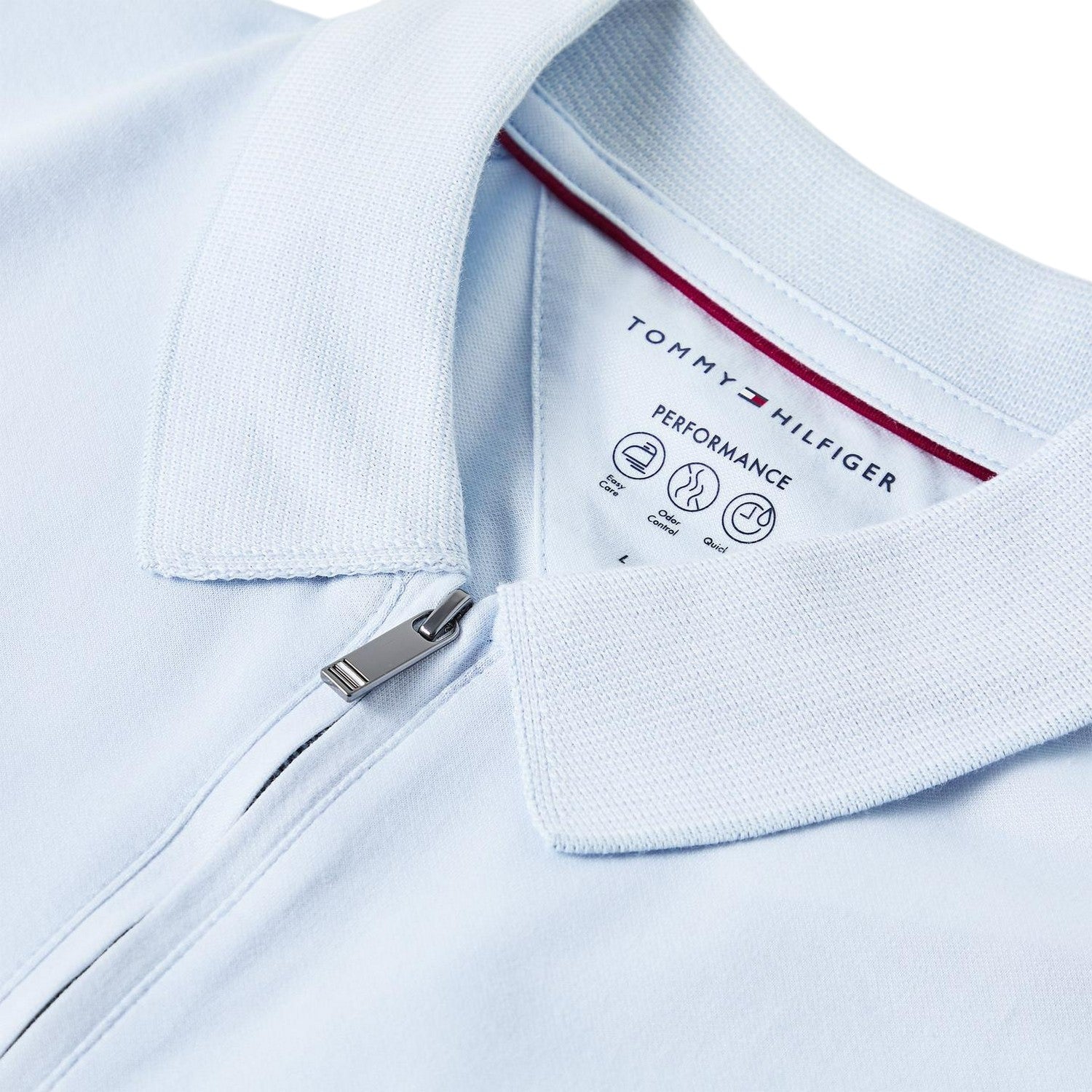 Breezy Blue-White - Side - Tommy Hilfiger Mens Quarter Zip Polo Shirt