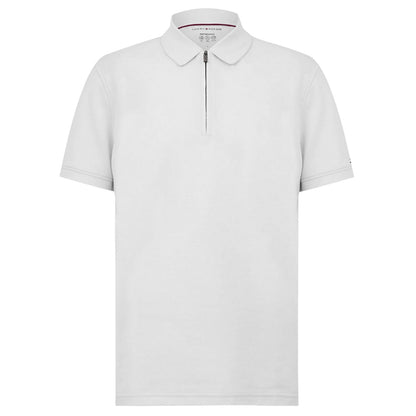 Ivory-White - Front - Tommy Hilfiger Mens Quarter Zip Polo Shirt