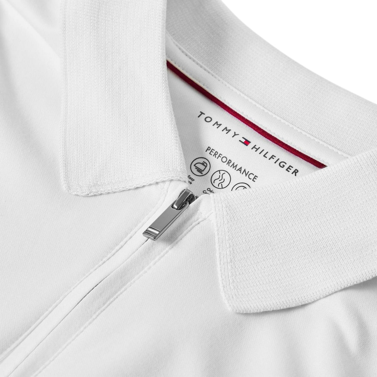 Ivory-White - Side - Tommy Hilfiger Mens Quarter Zip Polo Shirt