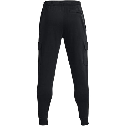 Black-White - Back - Under Armour Mens Rival Fleece Cargo Pocket Joggers
