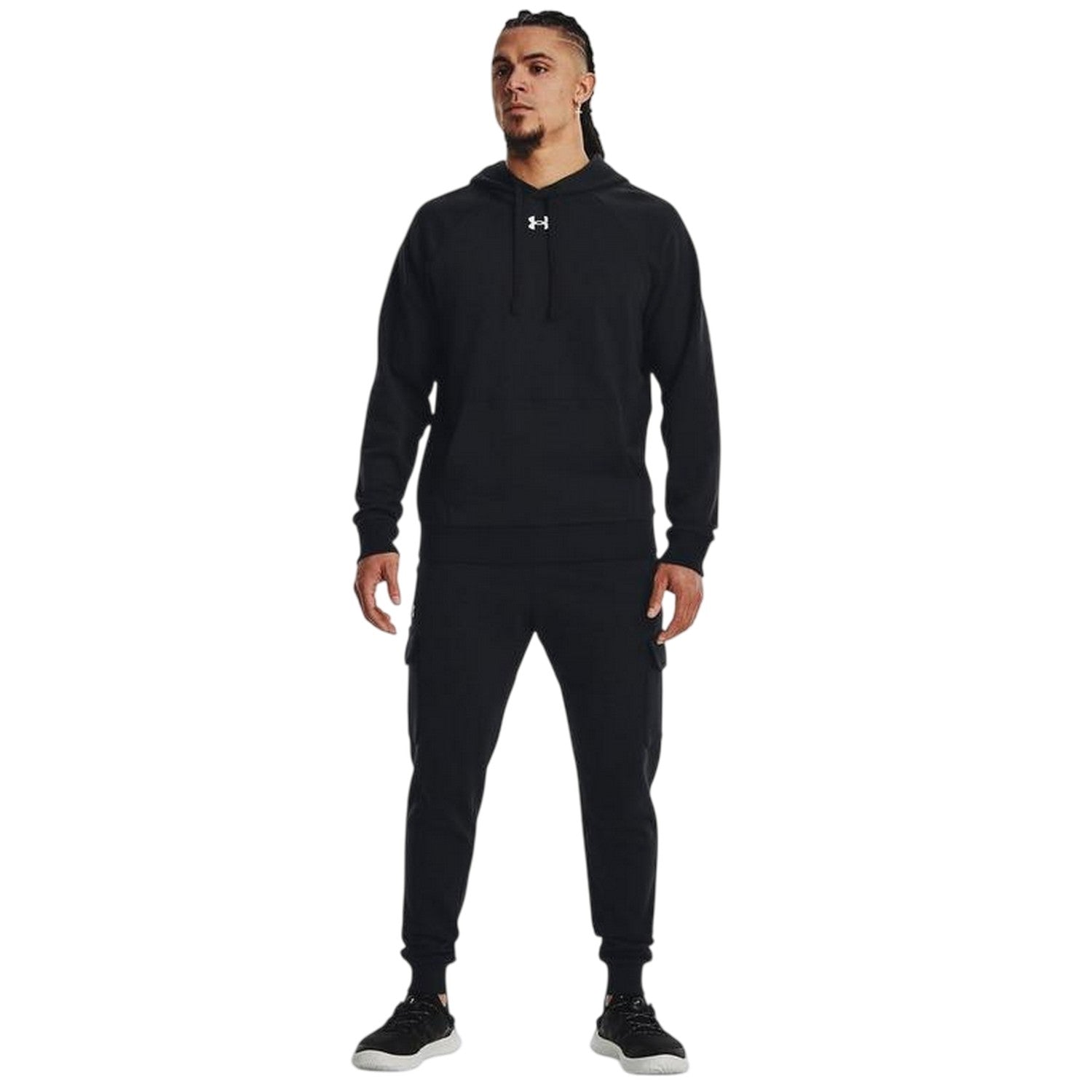 Black-White - Pack Shot - Under Armour Mens Rival Fleece Cargo Pocket Joggers