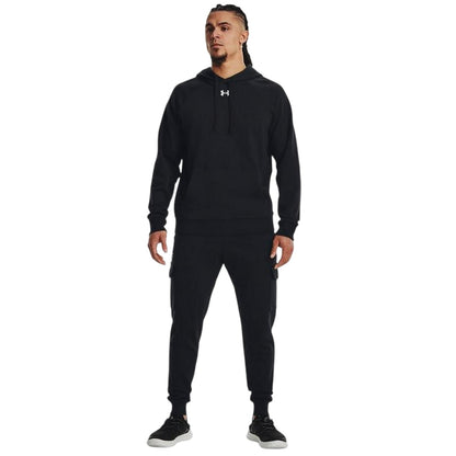 Black-White - Pack Shot - Under Armour Mens Rival Fleece Cargo Pocket Joggers