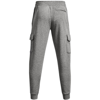 Grey-Black - Back - Under Armour Mens Rival Fleece Cargo Pocket Joggers