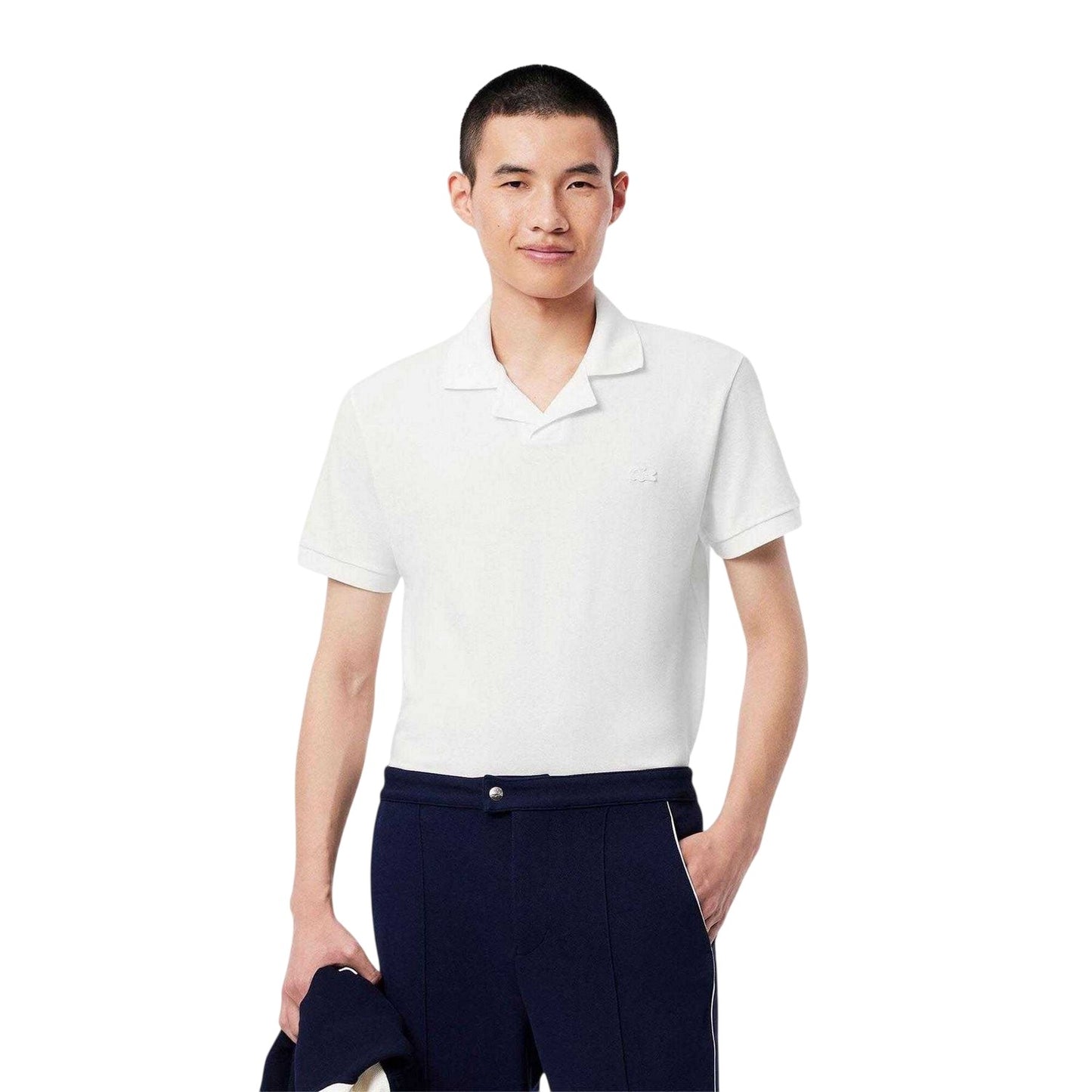 White - Lifestyle - Lacoste Mens Paris Open Collar Polo Shirt