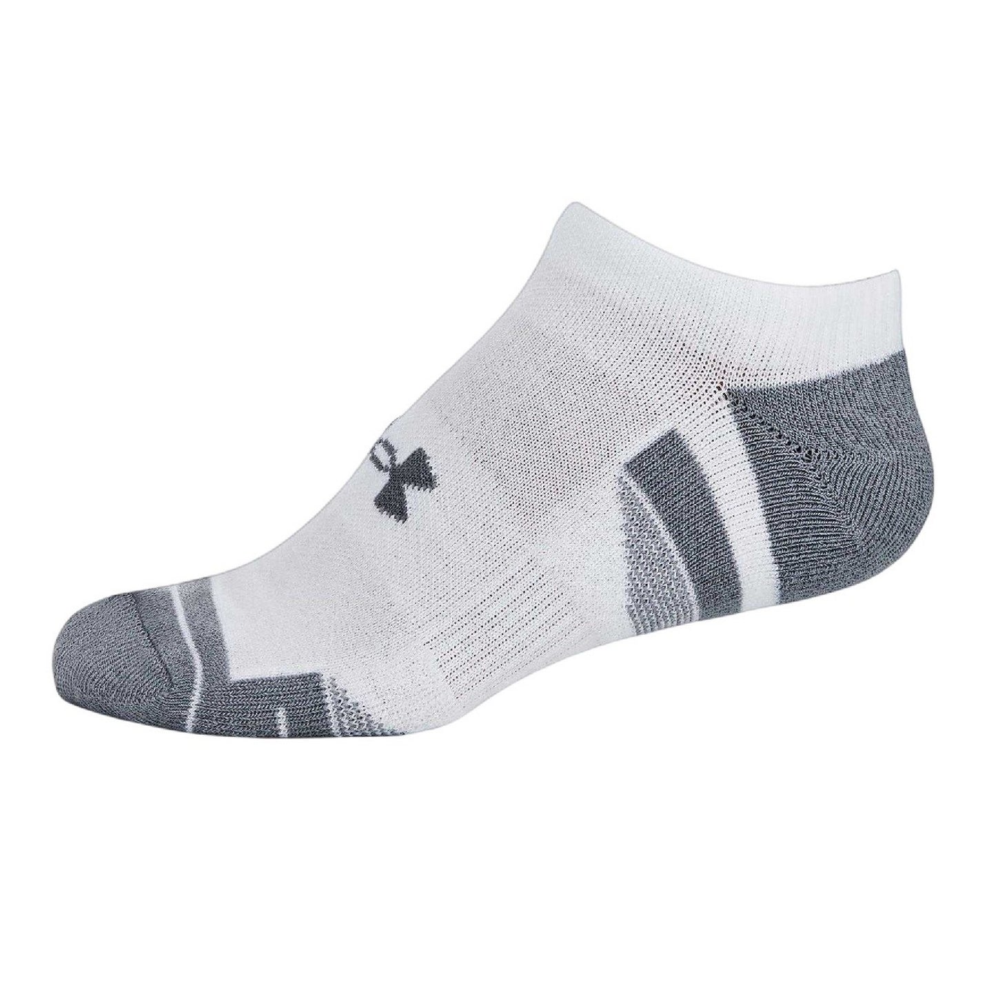 White-Grey - Side - Under Armour Unisex Adult Performance No-Show Socks (Pack of 3)