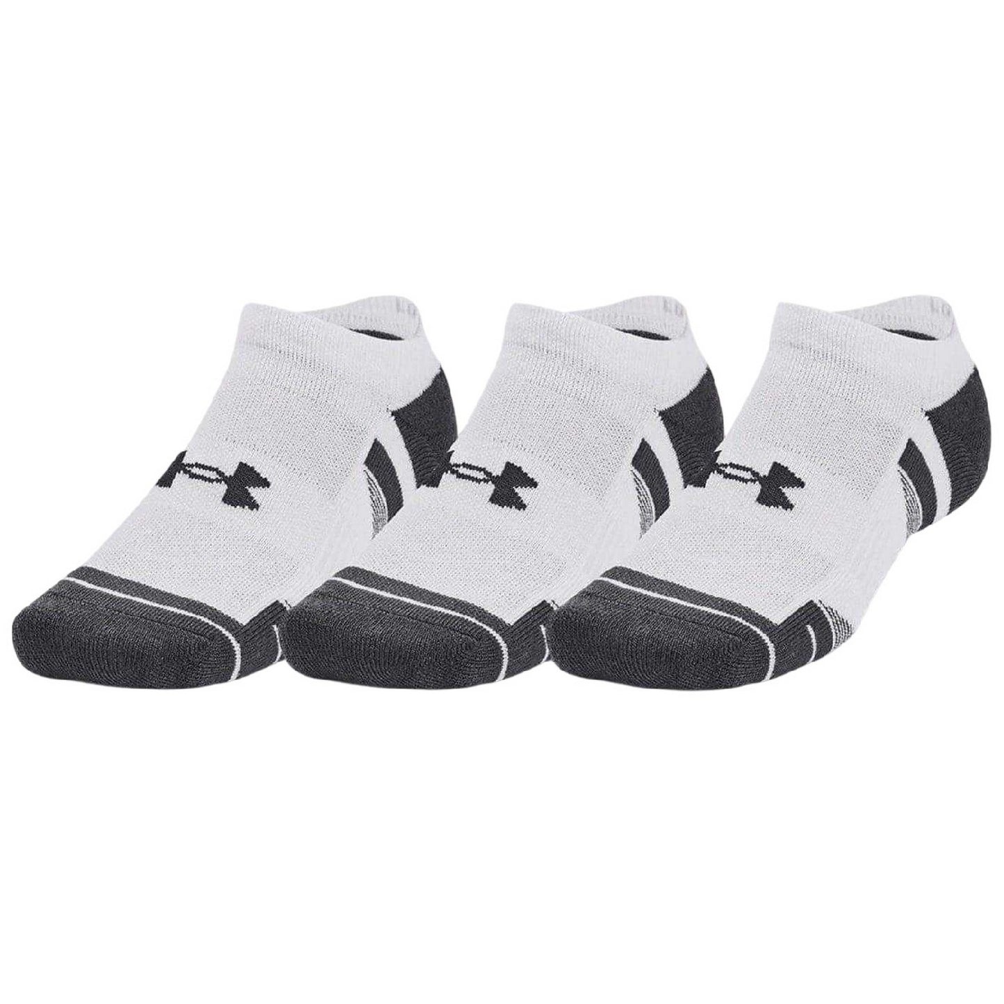 White - Front - Under Armour Unisex Adult Performance No-Show Socks (Pack of 3)