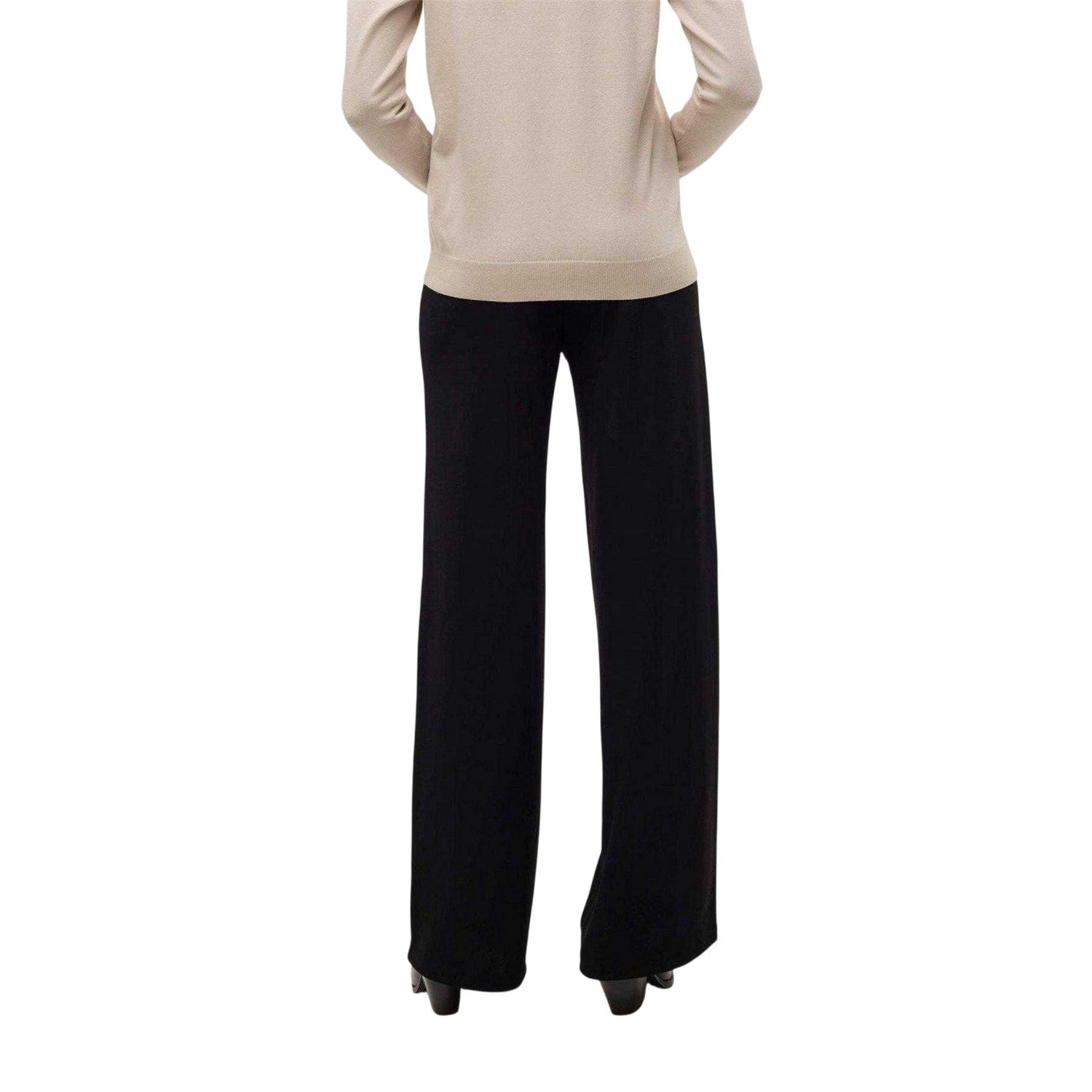 Black - Back - Vero Moda Womens-Ladies Berlin Plain Relaxed Fit Trousers