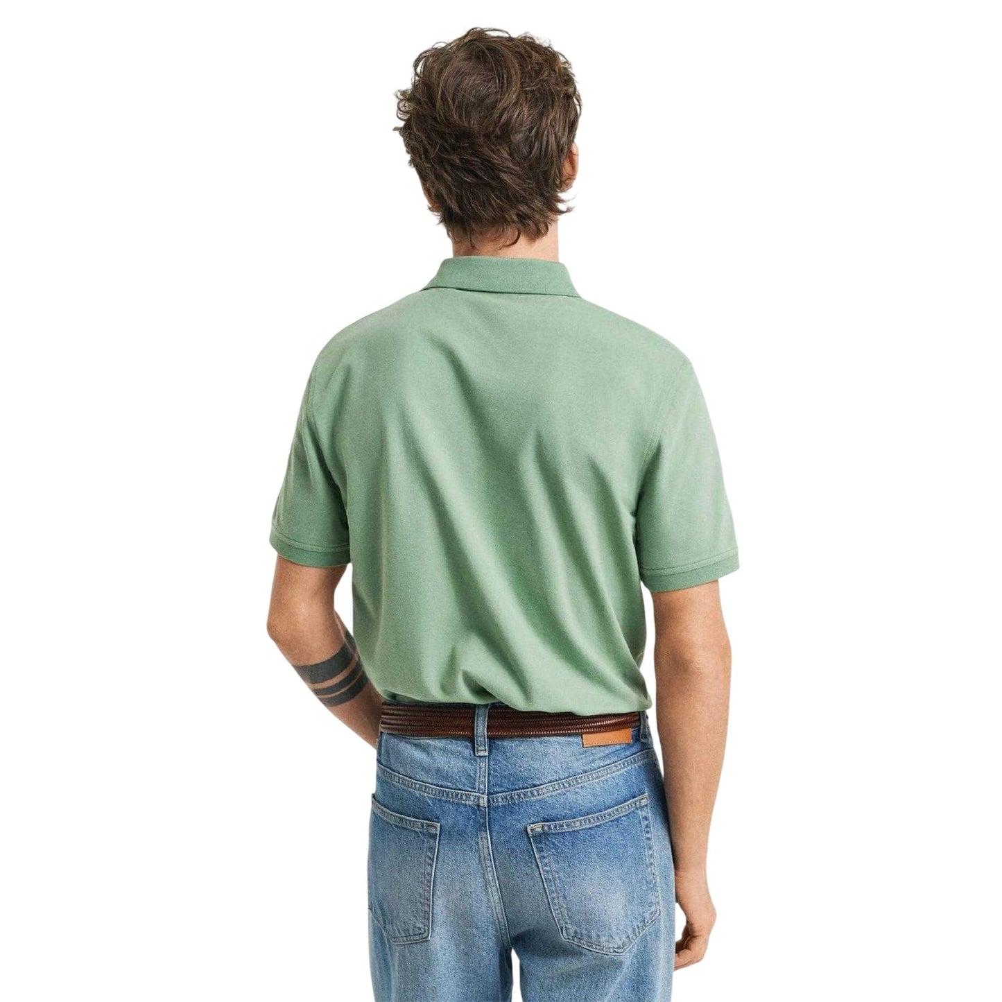 Green - Back - Gant Mens Pique Short-Sleeved Polo Shirt