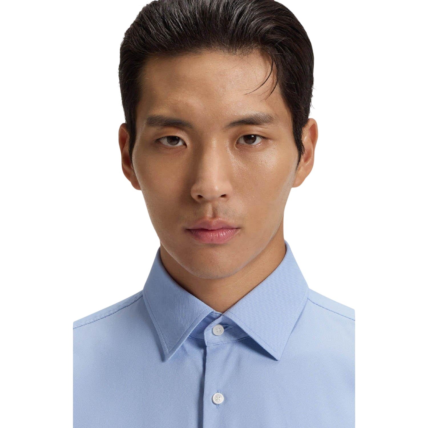 Pastel Blue - Side - Boss Mens P-Hank Oxford Kent Collar Shirt